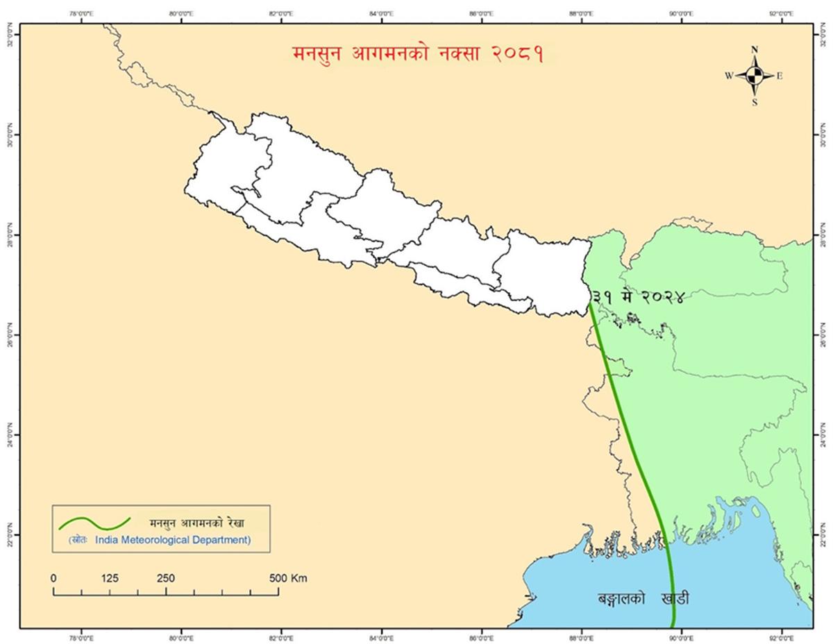 नेपालमा मनसुन भित्रन अझै केही दिन लाग्ने 