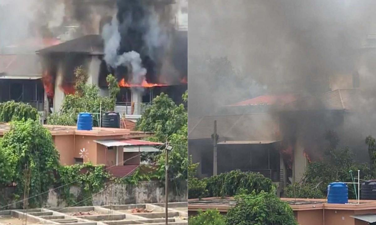 धनगढी स्थित देउवा निवासमा युवाहरुले गरे आगजनी
